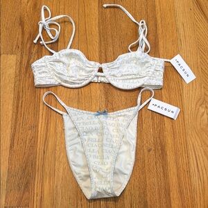 NWT PacSun White Text Print Bikini Set Women’s Small